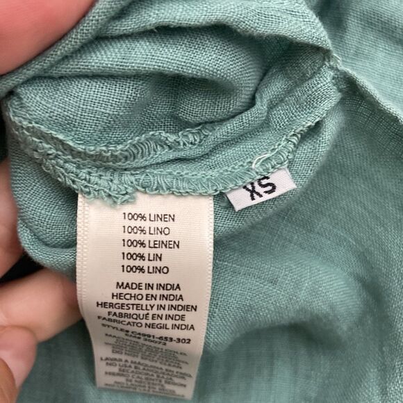 Cloth & Stone 100% Linen Ruched High Neck Blouse size XS - Picture 10 of 13